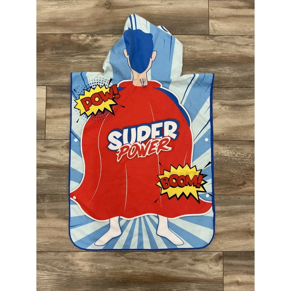 Beachtech Kids Super Power Hooded Beach Towel UV Indicator Blue